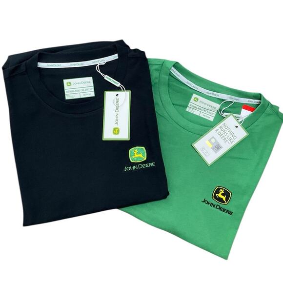 John Deere Men's T-Shirts Black Green 2 Shirts Size Medium NWT - Picture 1 of 11